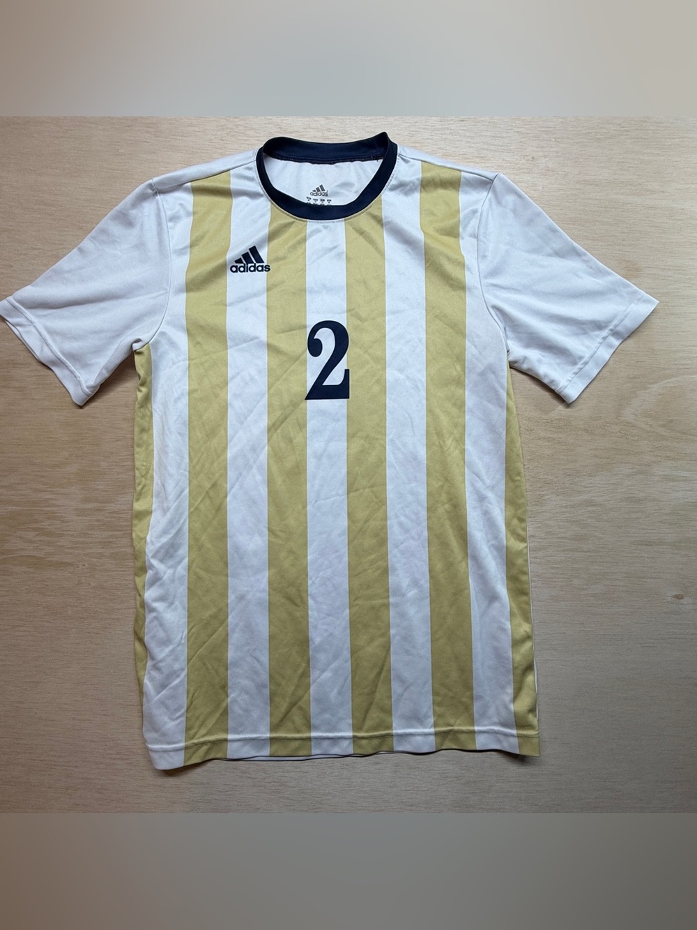 Adidas University of Pittsburgh Panthers Soccer Jersey #2 Gold Striped Mens Medi